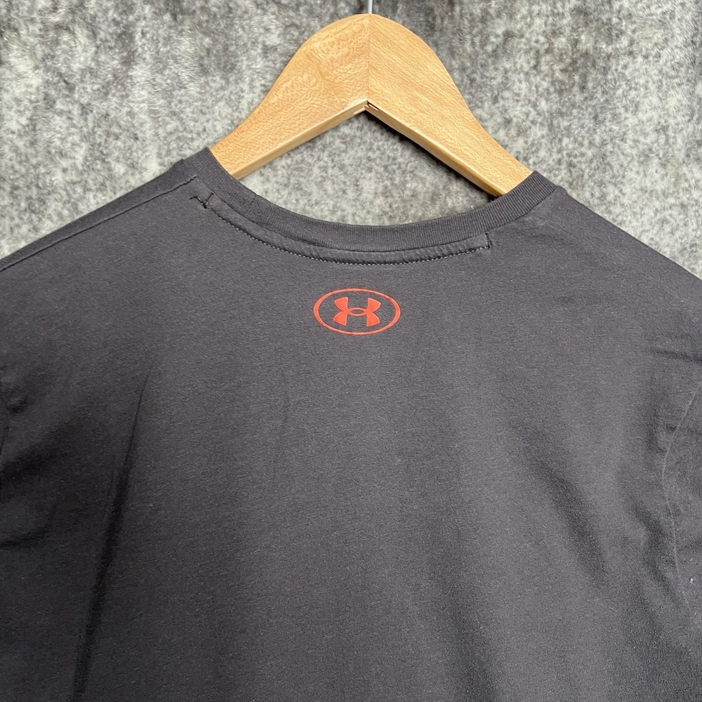 Under Armour Heatgear T Shirt Mens M Gray Cotton Loose Fit Project Rock Logo - Picture 6 of 7